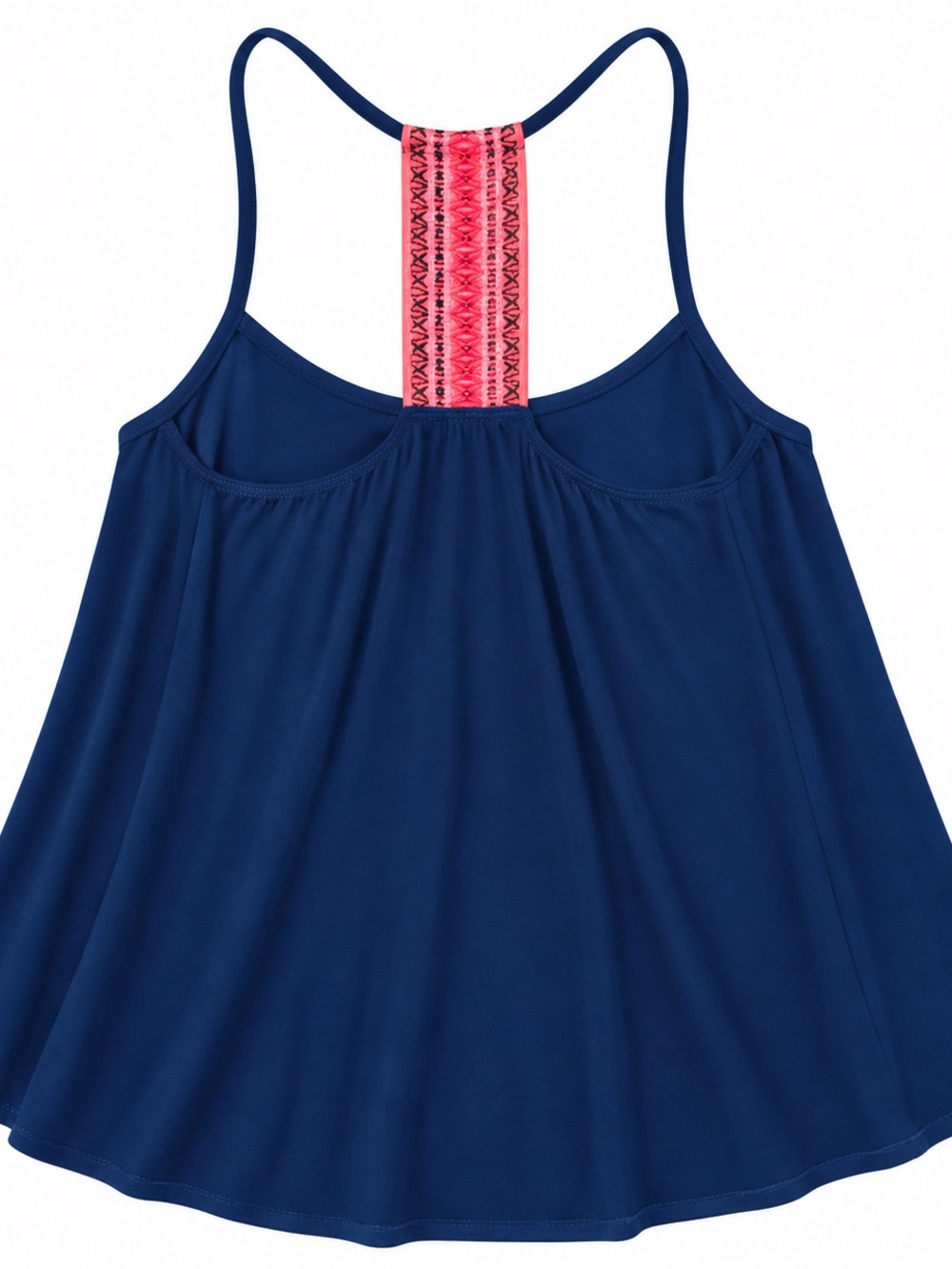 Navy Racerback Tank with Pink Patterned Back Panel - Picture 2 of 2